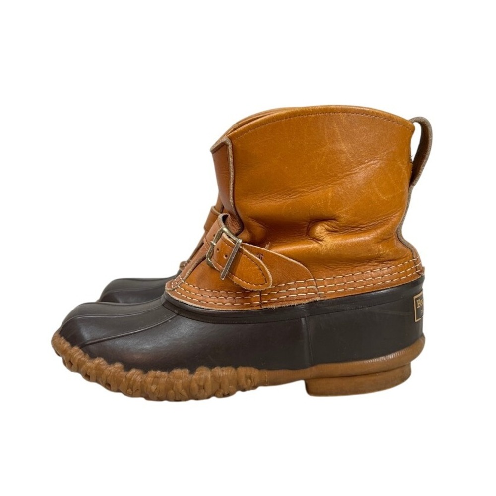 LL Bean Buckle Boots Mens Size 7 Tan Leather Brown Duck Bean Boots‎ USA Buckle